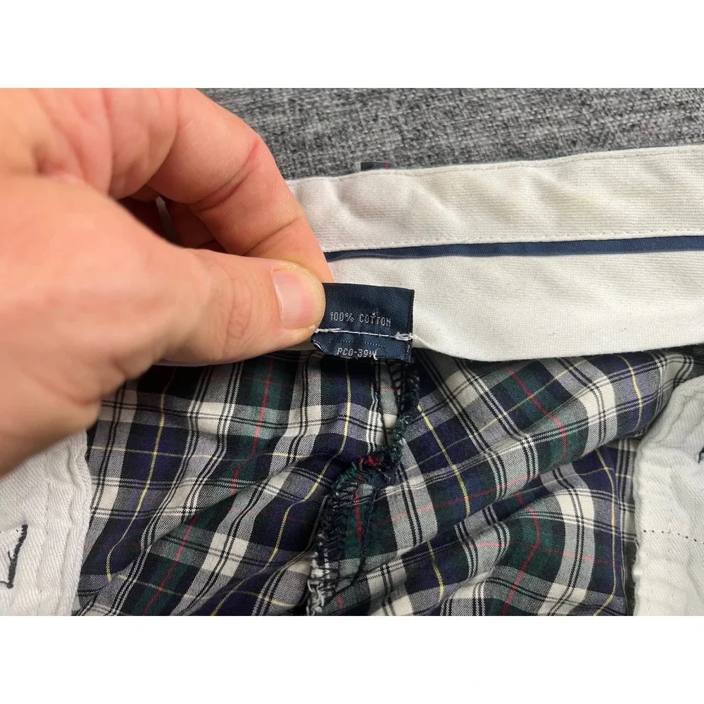 Polo Ralph Lauren Mens Green Navy Plaid Cotton Flat Front Shorts Size 40